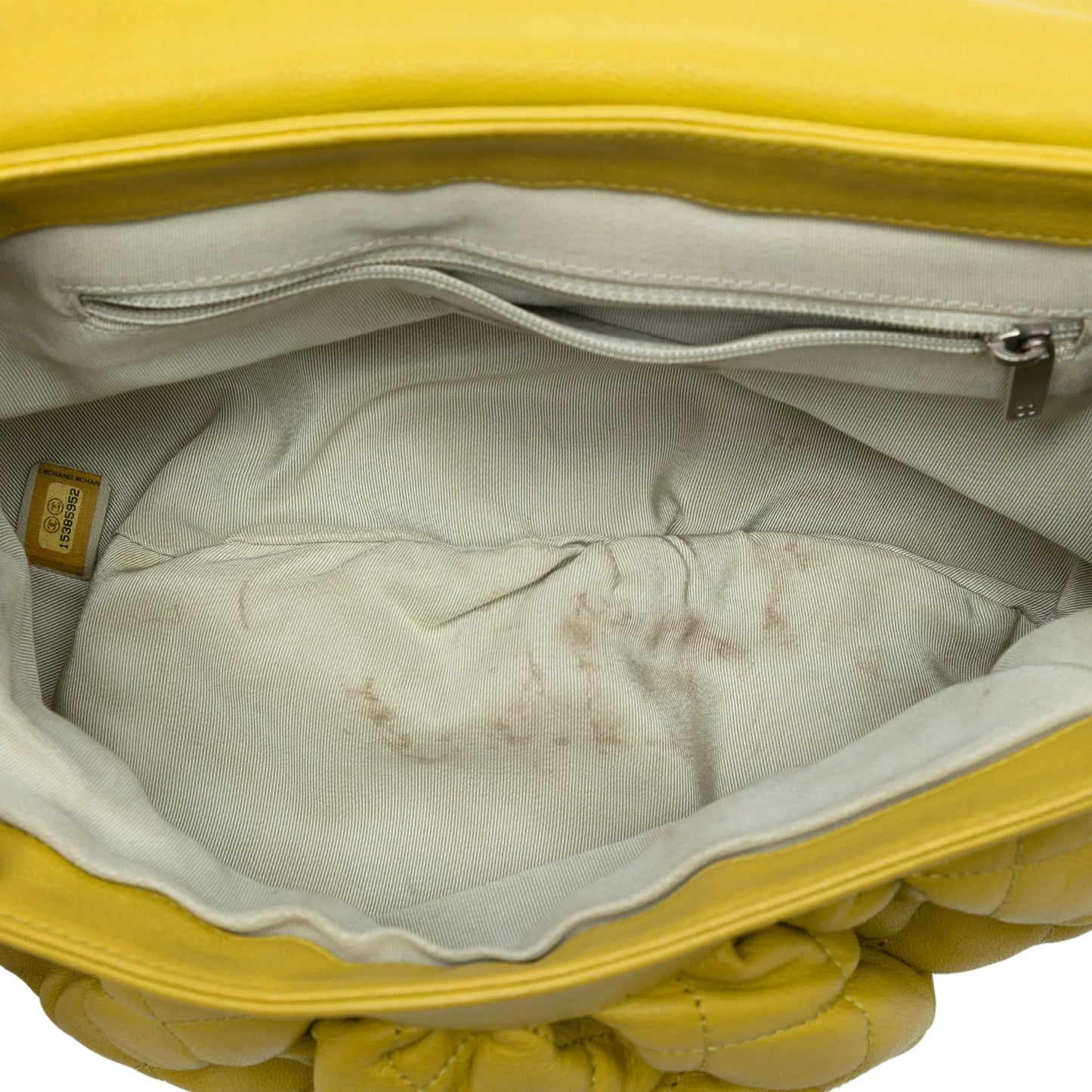 Yellow Chanel CC Quilted Lambskin Chain Around Flap Crossbody Bag