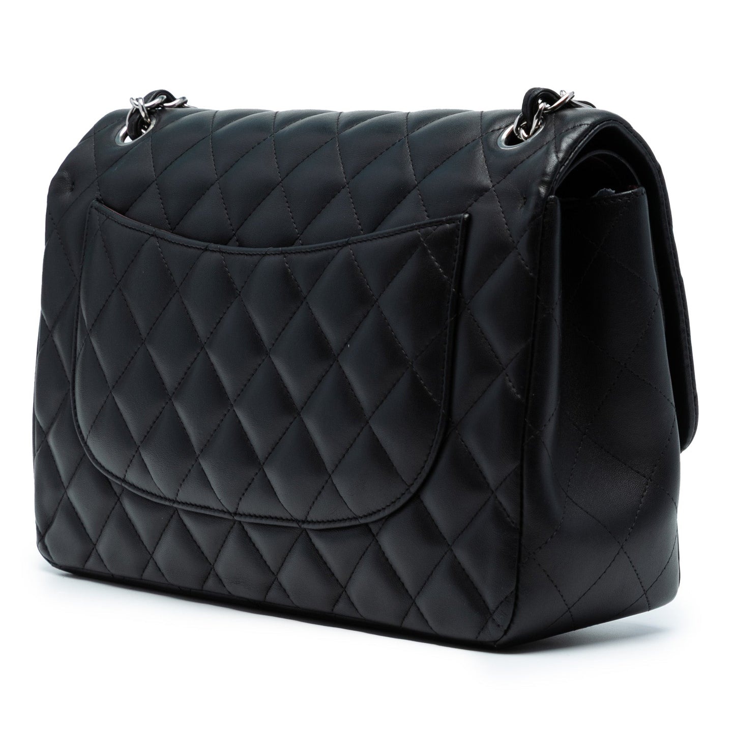 Black Chanel Jumbo Classic Lambskin Double Flap Shoulder Bag