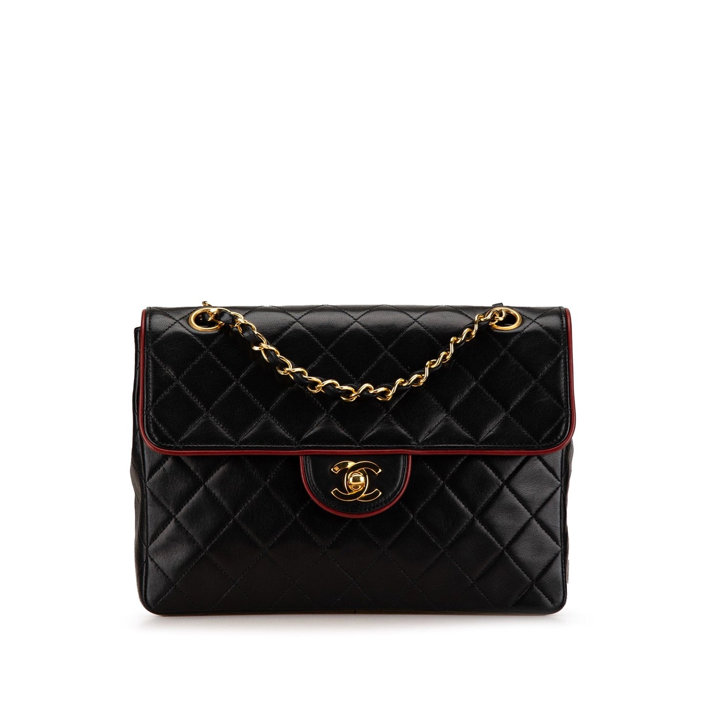 Black Chanel CC Bicolor Quilted Lambskin Single Flap Shoulder Bag