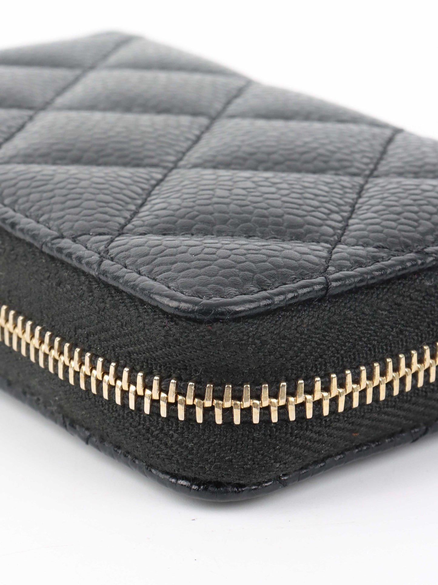 Chanel Black Caviar Zip Card Holder.