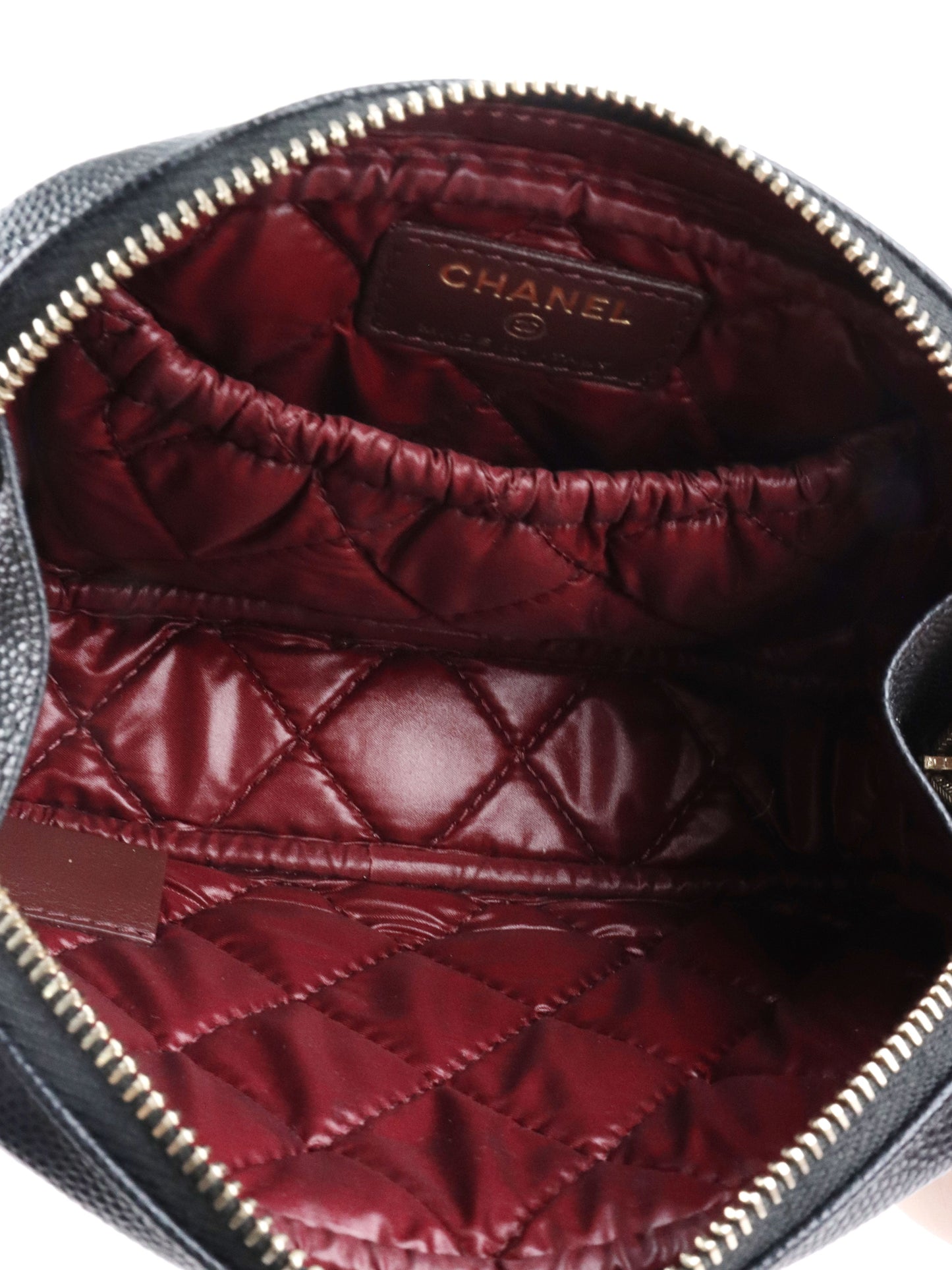 Chanel Small Black Caviar Quilted Cosmetic Pouch
