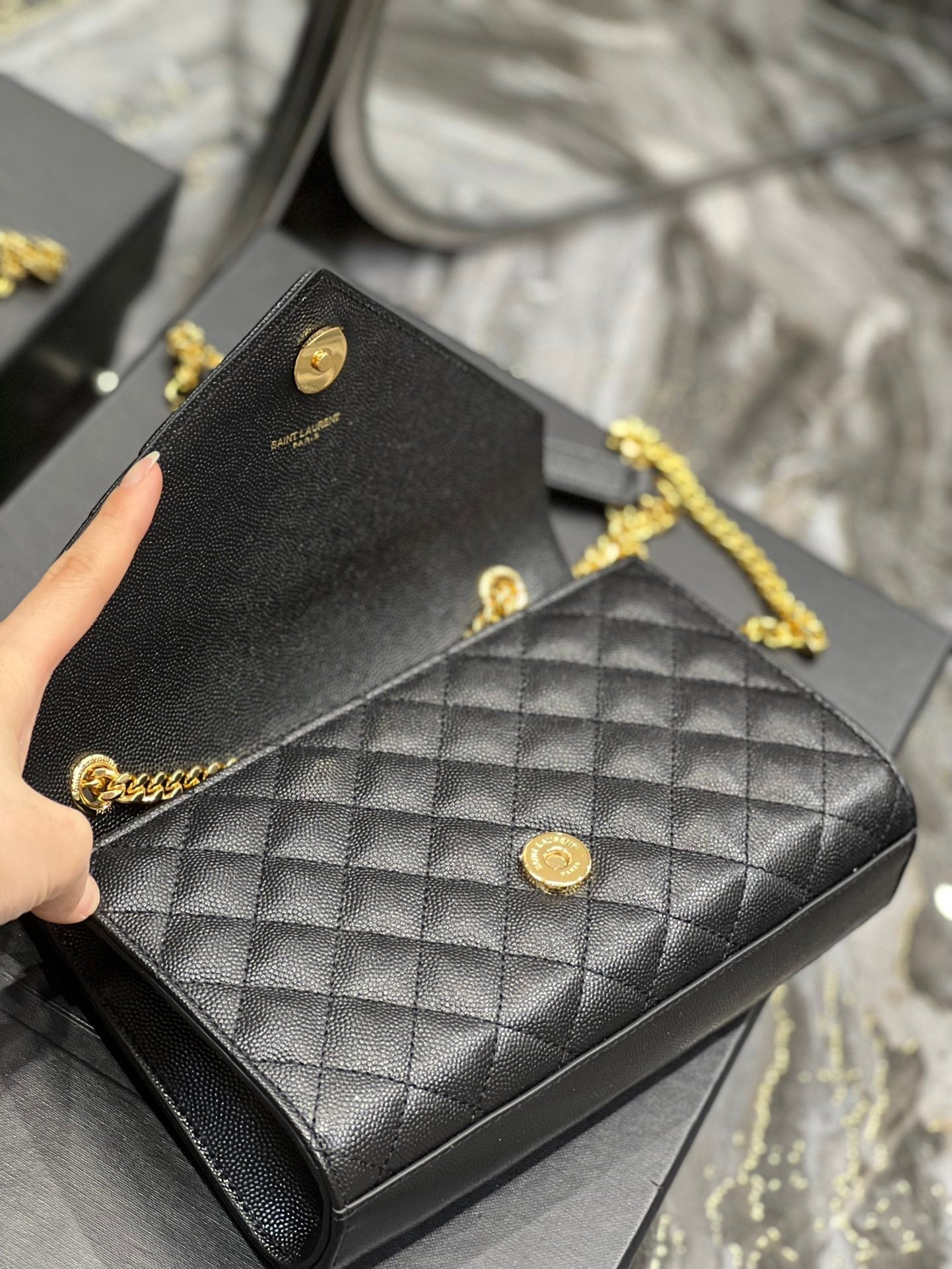 YSSL Small Bag Black In Mix Matelasse For Women 8in/21cm YSL 600195BOW911000