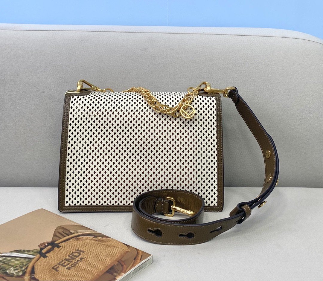 Top QualityTop Quality Medium Kan U White and Brown Bag For Woman 25cm/10in