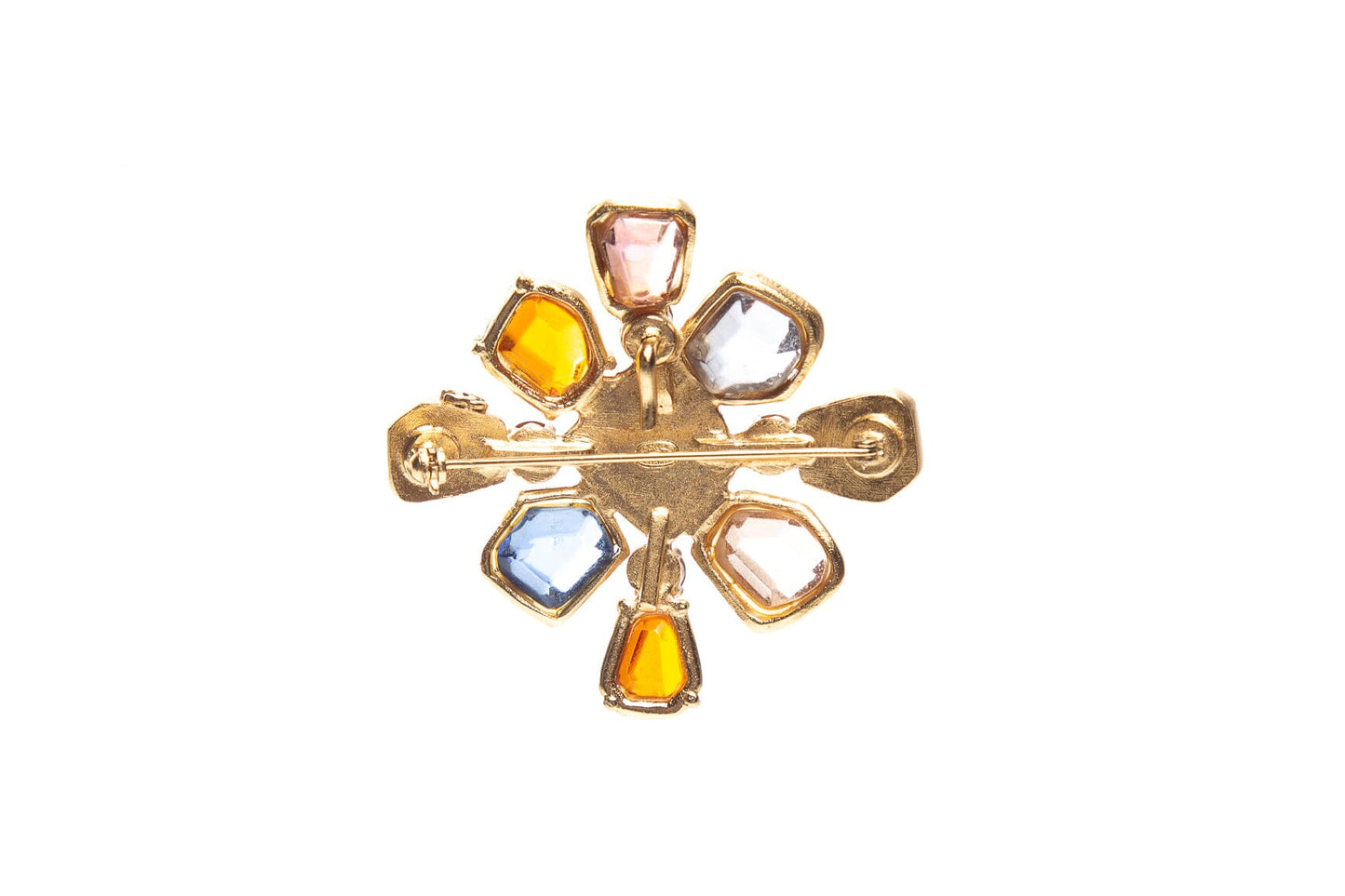 Chanel 2001 Multicolor Gripoix Stone Abstract Brooch