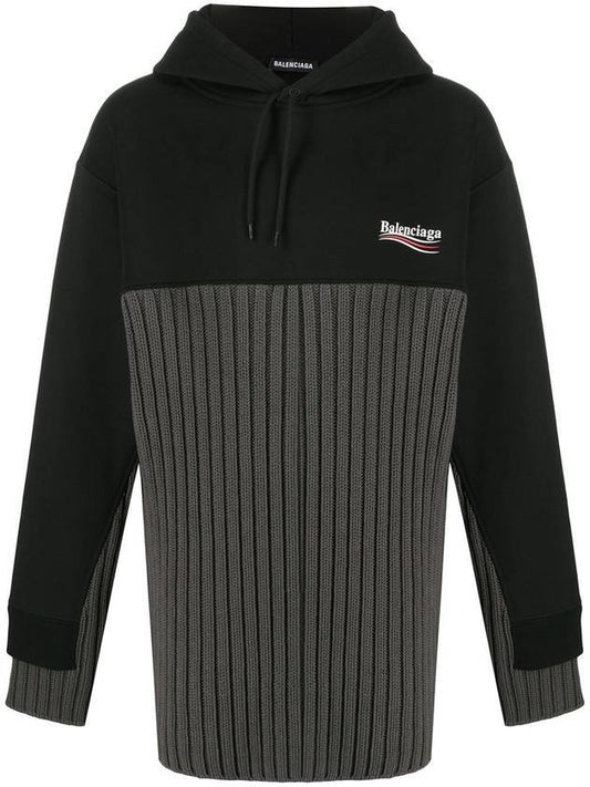 Luxury Balenciaga Trending 2025 Wave Logo Knit Hoodie Black