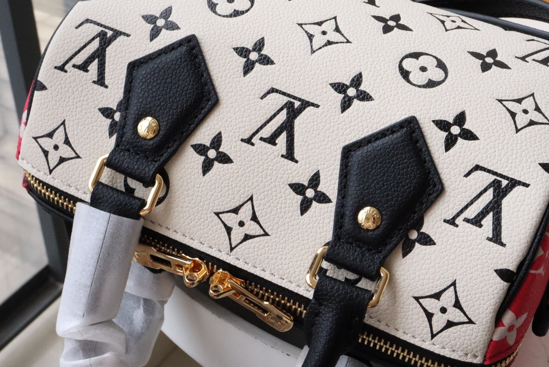 Top Quality Speedy Bandoulière 20 Monogram Empreinte Black/White/Pink For Women, WoHandbags 8.1in/21cm Top Quality M46088