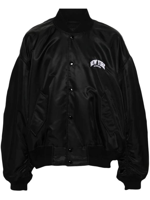 Luxury Balenciaga Trending 2025 New York Embroidery Bomber Jacket Black