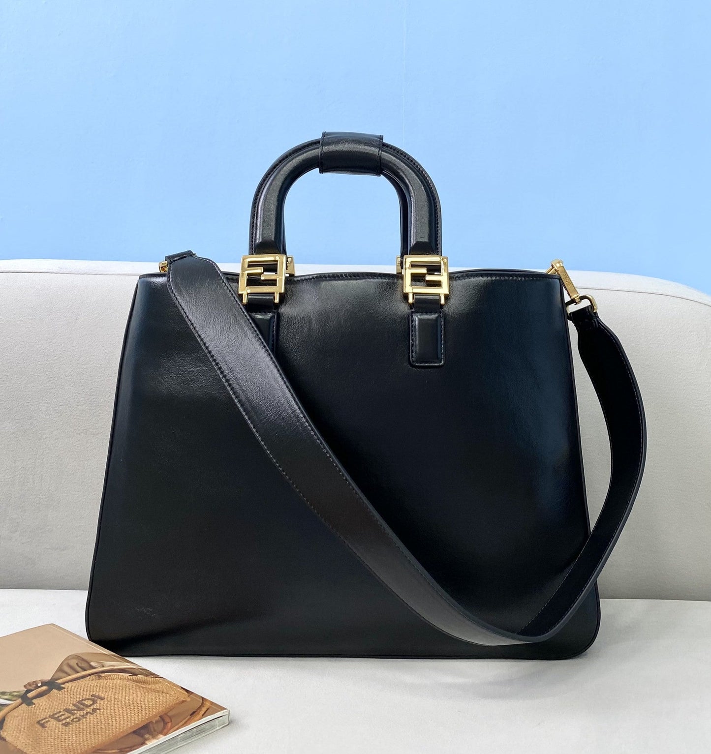 Top QualityTop Quality Medium FF Tote Shoulder Black Bag For Woman 38cm/15in