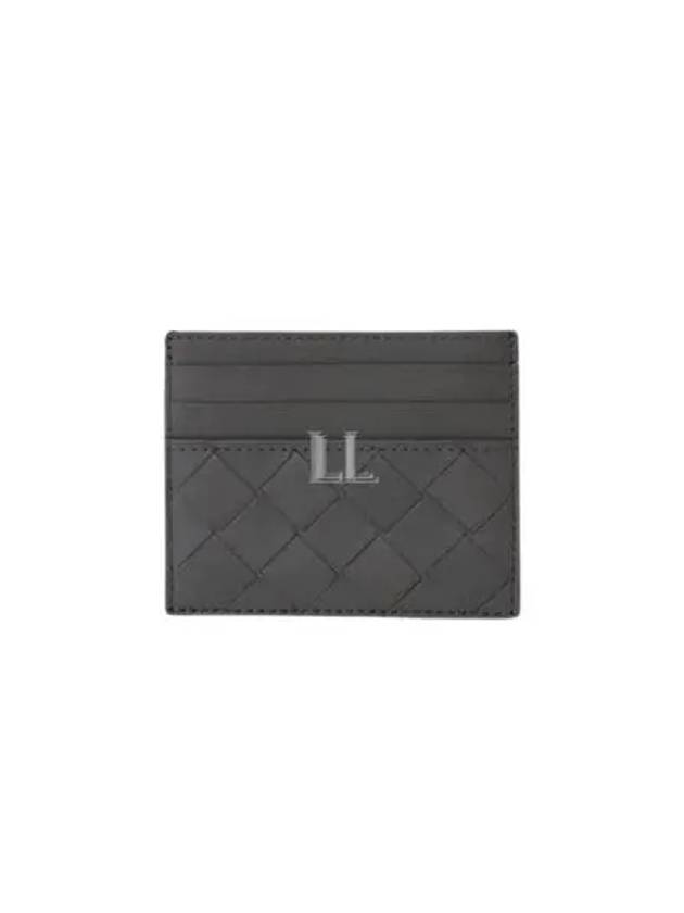 Luxury Bottega Veneta Intrecciato Leather Card Wallet Light Grey