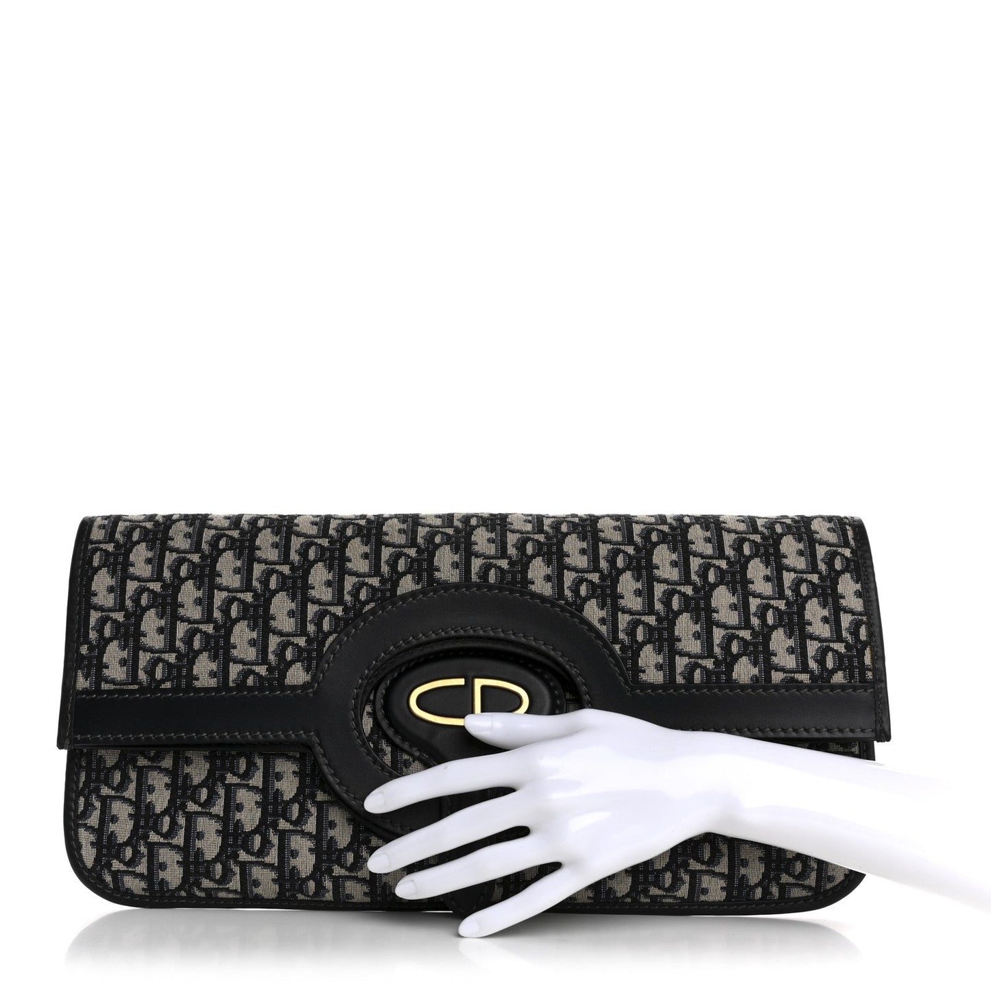 Christian Dior Oblique Fold Over Clutch Blue