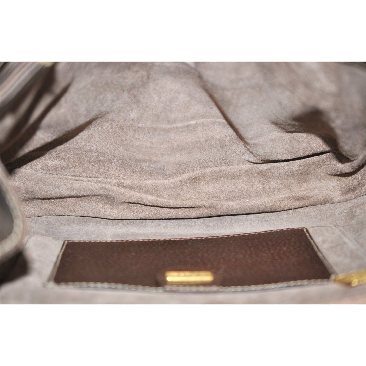 Gucci boarskin leather top handle Kelly style purse with bamboo look accents and carved wood handle