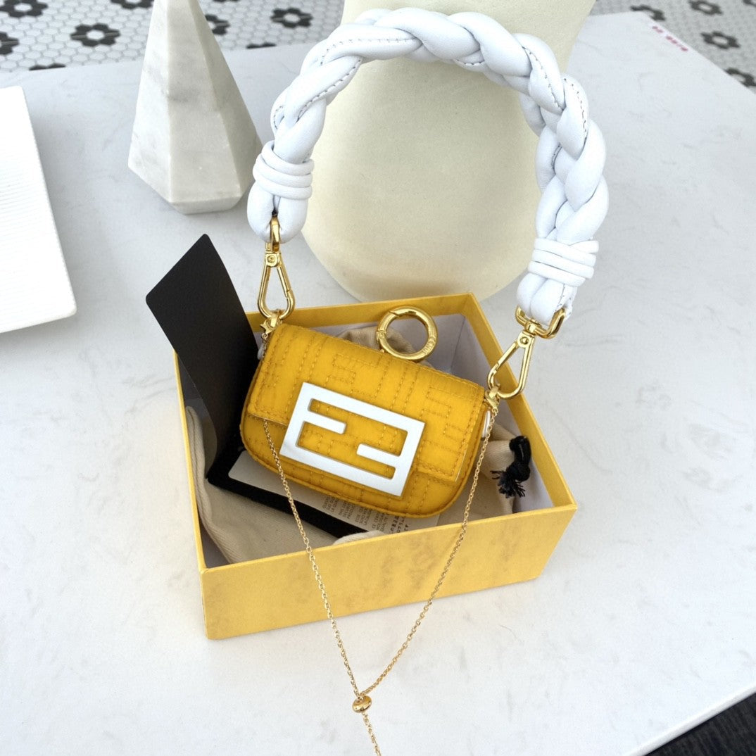 Top QualityTop Quality Nano Baguette Maxi Handle Yellow and White Bag For Woman 6.5cm/2.5in