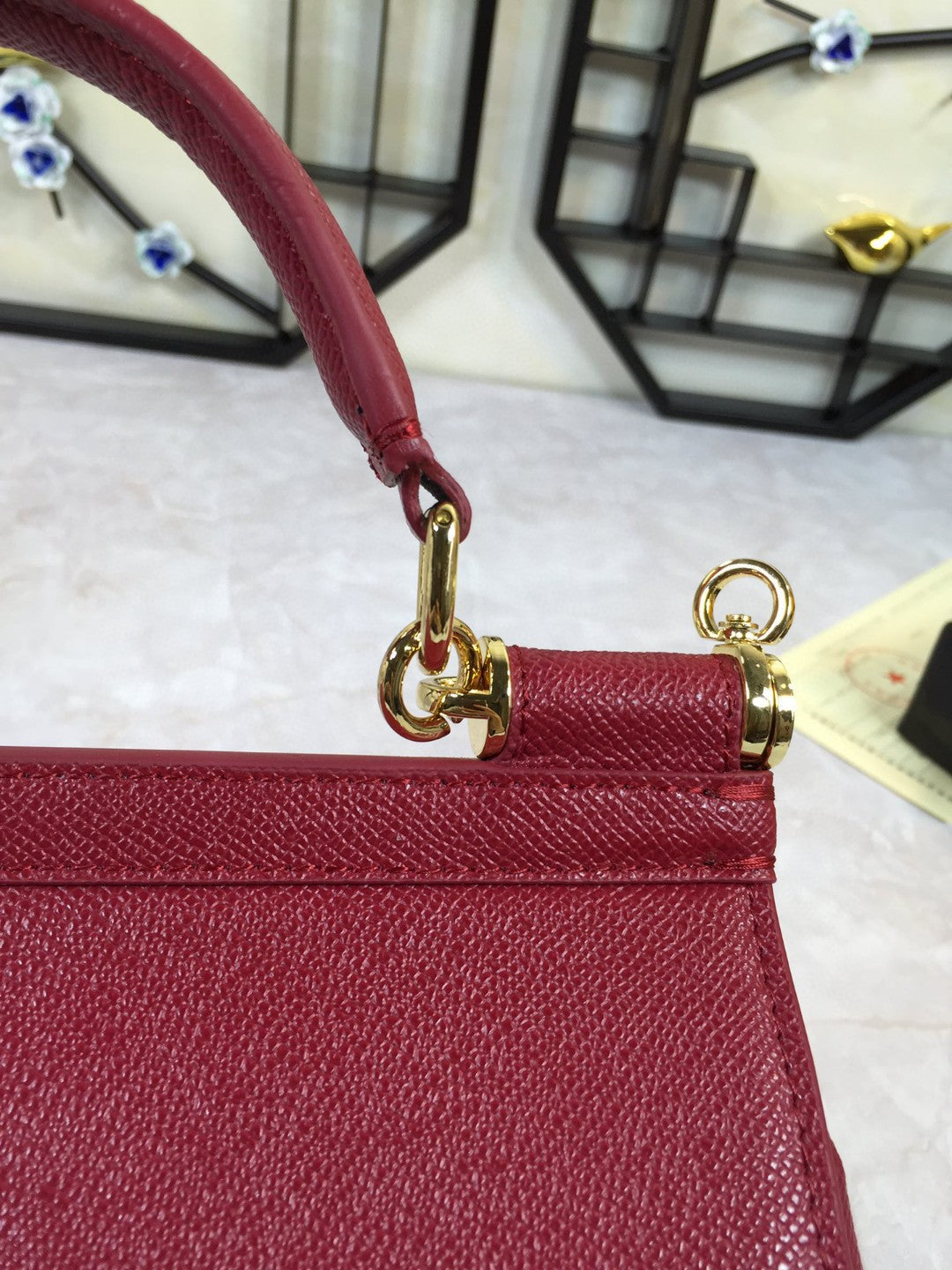 Top Quality Medium Sicily Handbag In Dauphine Burgundy For Women 10.2in/26cm Top Quality Top Quality4347A10018M073