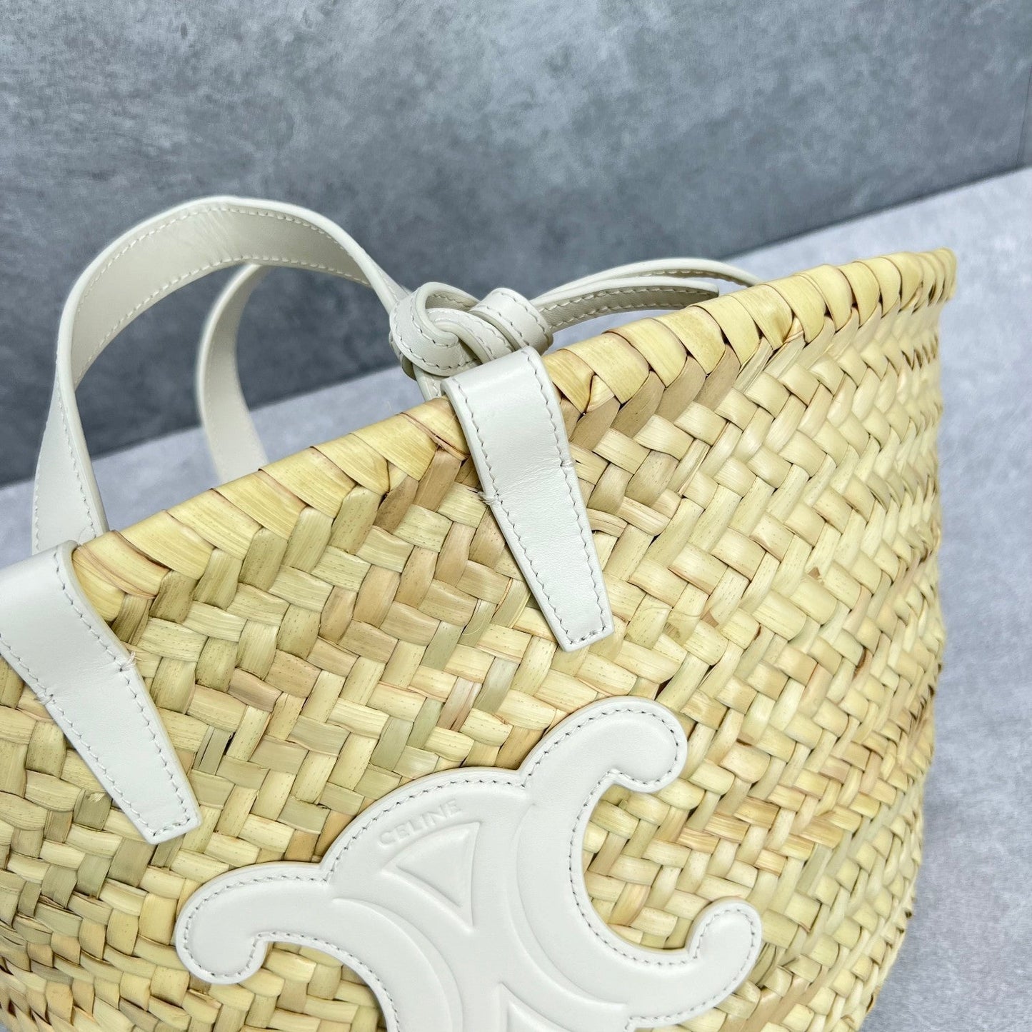 Top Quality Teen Triomphe Top Quality Classic Panier In Palm Leaves And Lizard White For Women 8in/20cm