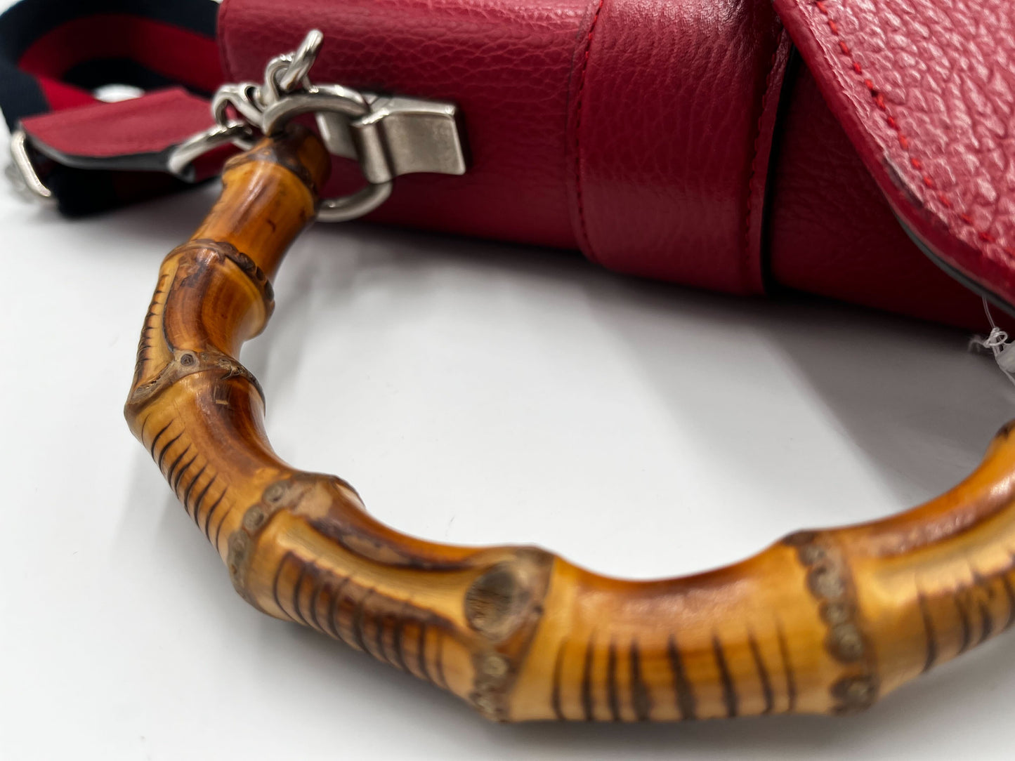 Gucci Dionysus Bamboo Top Handle Bag Leather Red Leather Handbag ( )