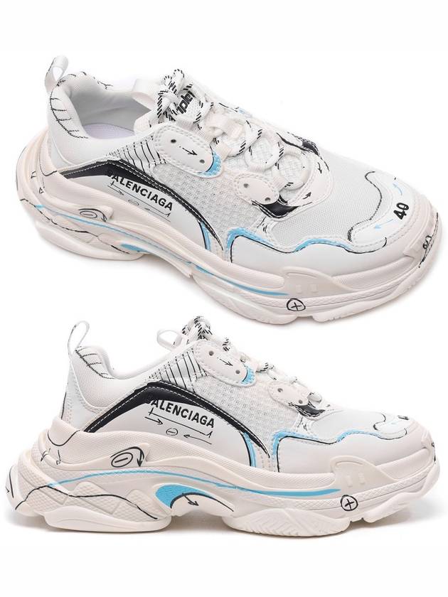 Luxury Balenciaga Trending 2025 Triple S Sketch All Over Logo Low Top Sneakers White