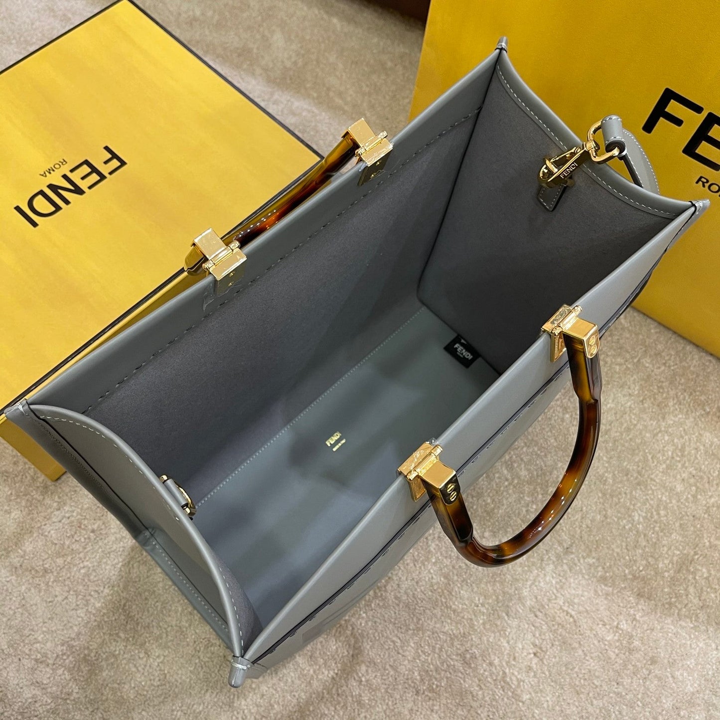 FI Tote Bag Grey For Women, Wonmen’s Bags 13.8in/35cm FF 8BH386ATop QualityLF1BZC