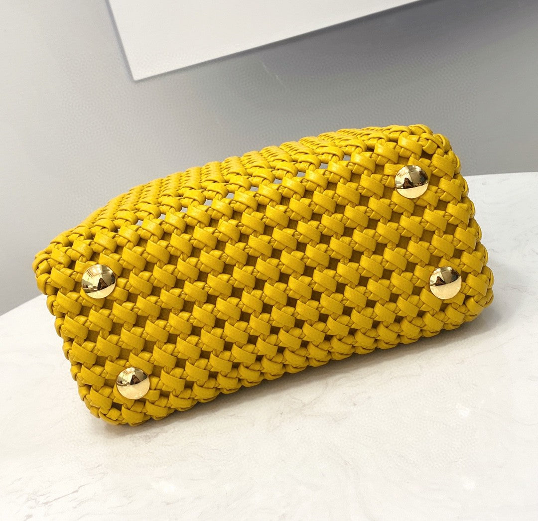 FI Top Quality Mini Yellow Braided Bag For Woman 18cm/7in