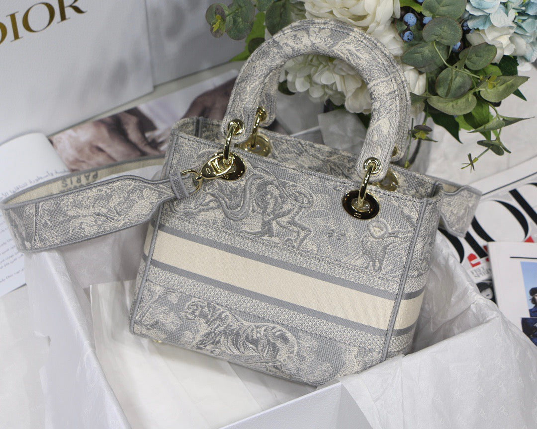Top Quality MeTop Qualityum Lady D-Lite Bag Grey, For Women, Womens Handbags 24cm/9.5in CD