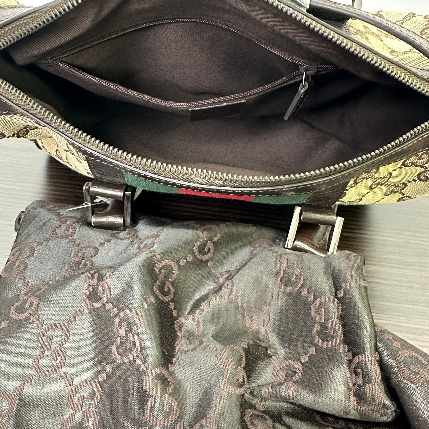 Gucci GG Canvas Boston   - Brown Handle Bags, Handbags LB