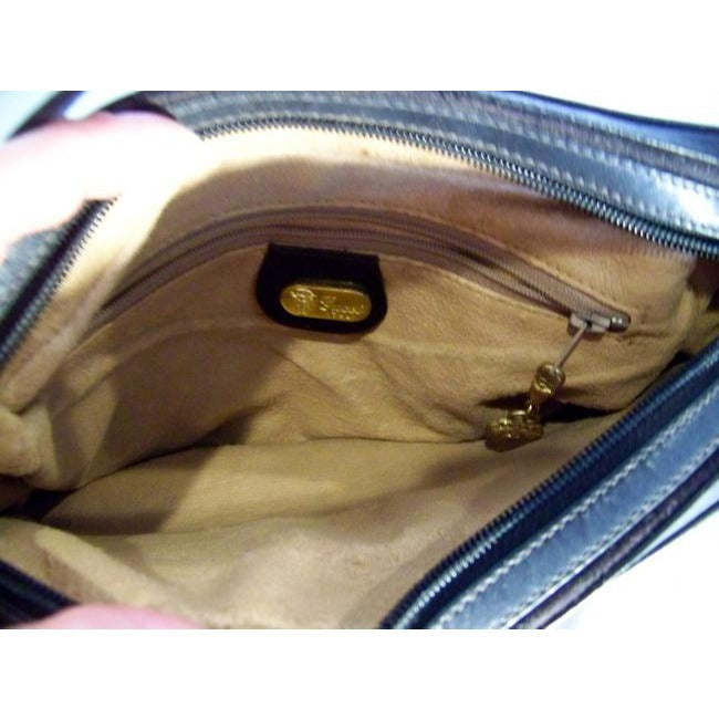 Gucci   Black Canvas With Small G Logo Print And Black Leather