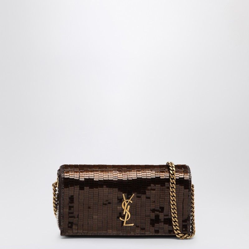 Luxury Saint Laurent Trending 2025 Women's Mini Kate 99 Bag With Sequins in Brown | 788196FADHA