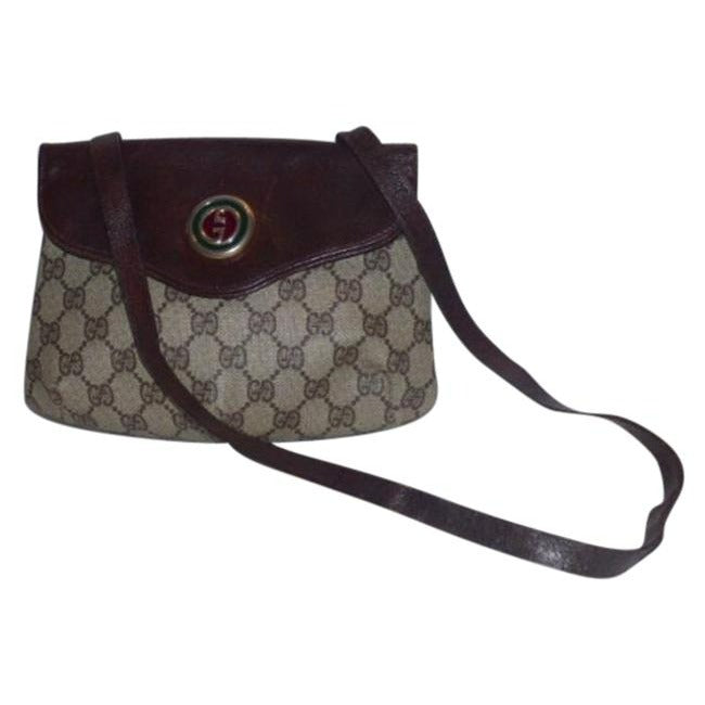 Gucci   Shades Of Brown Coated Canvas With Large G Logo Leather