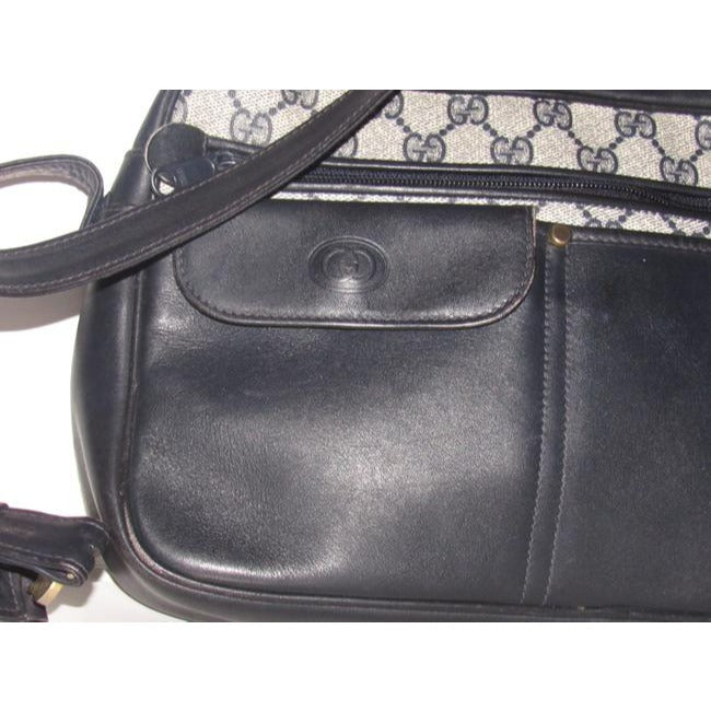 Gucci   Shades Of Blue With Large G Logo Print Coated Canvas And Leather