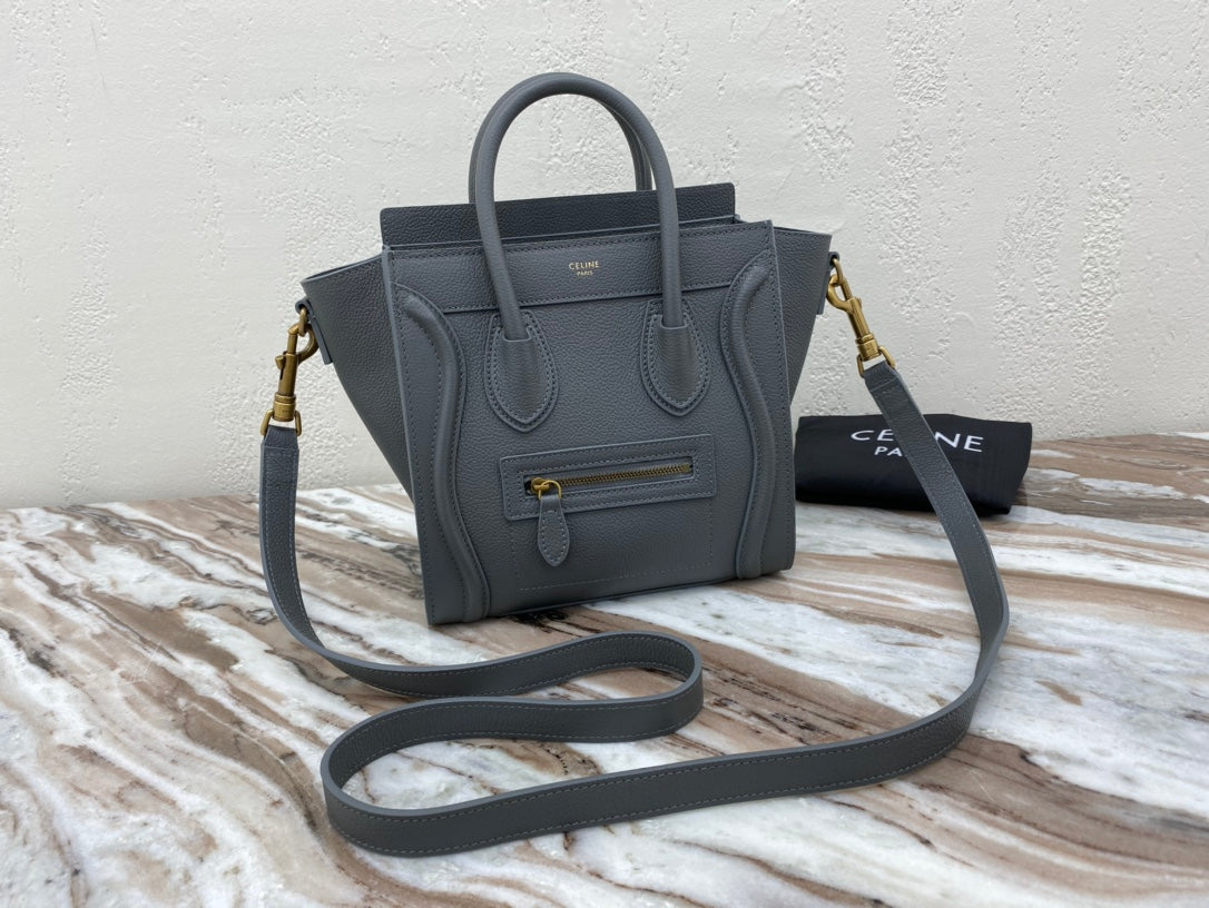 Top Quality Nano LuGucciage Bag In Drummed Grey For Women 8in/20cm 189243AQL.10KL