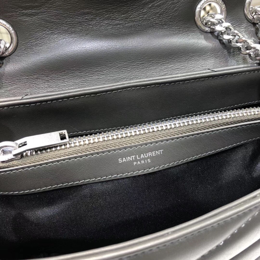Top Quality Loulou Small Chain Bag In Matelassé "Y" Dark Green For Women 9.8in/23cm YSL