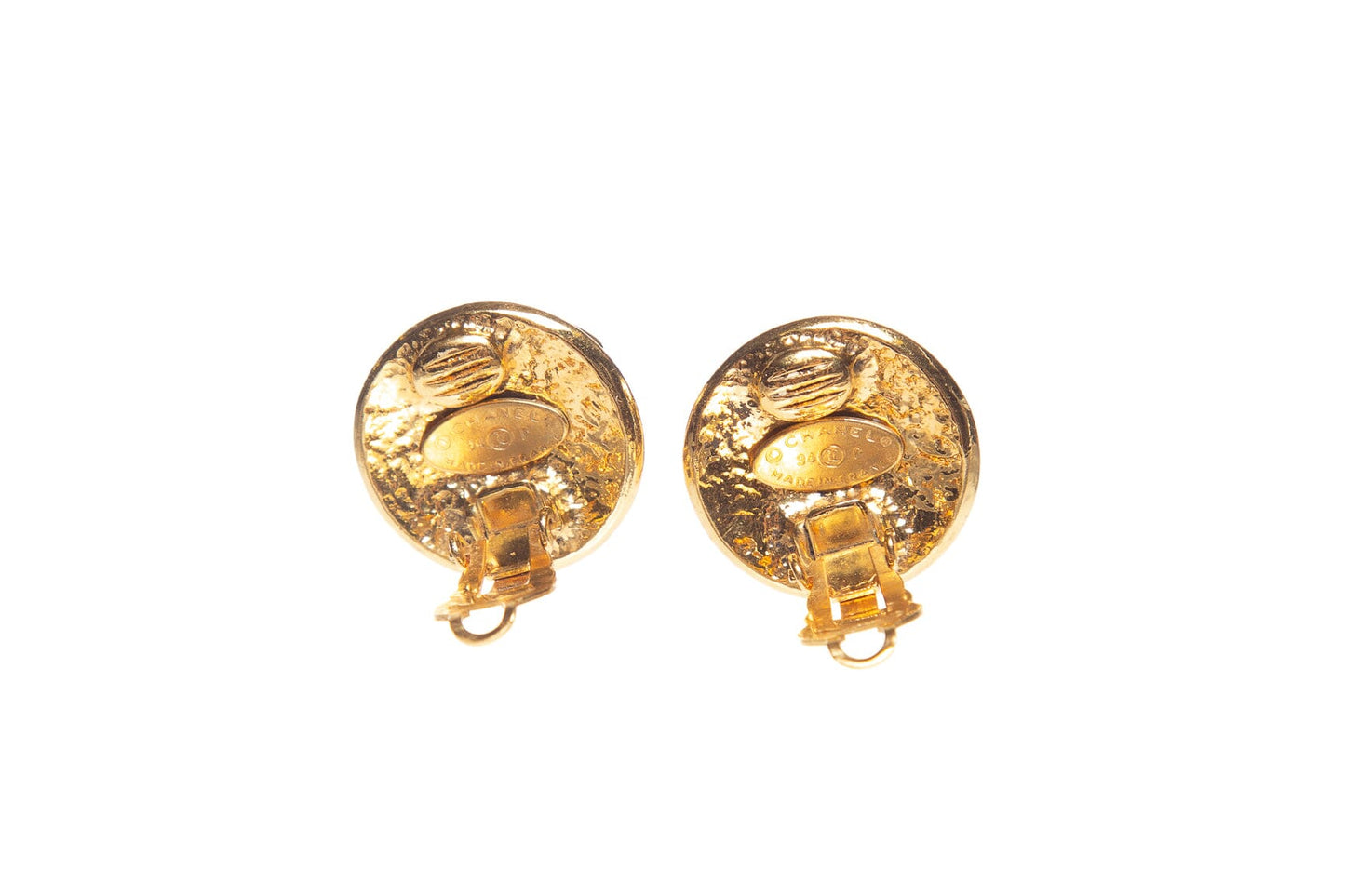 Chanel   1994 Spring Round CC Gold Clip-On Earrings