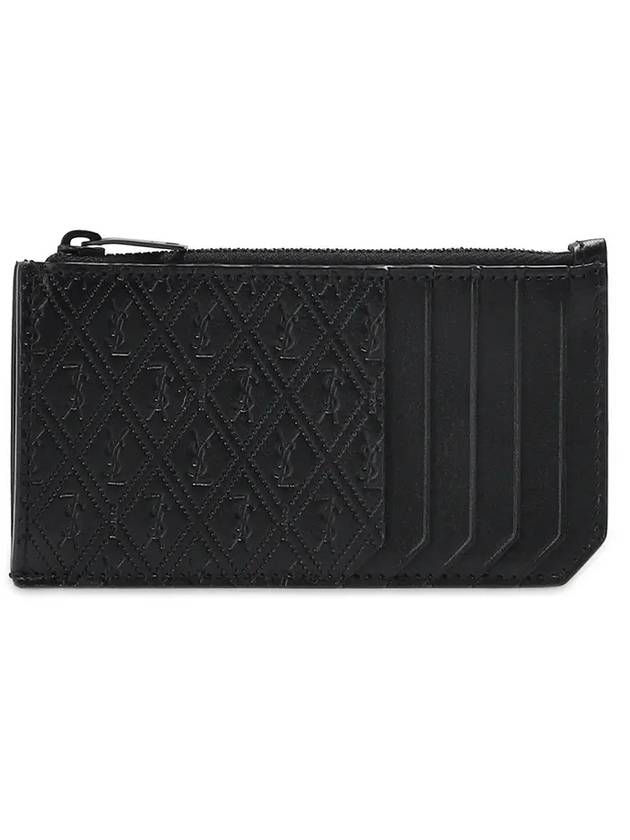 Luxury Saint Laurent Trending 2025 Monogram Zipper Card Wallet Black