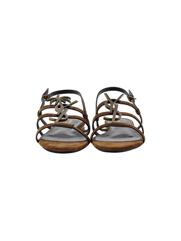 Luxury Saint Laurent Trending 2025 Women's Cassandra Open Suede Sandals Brown