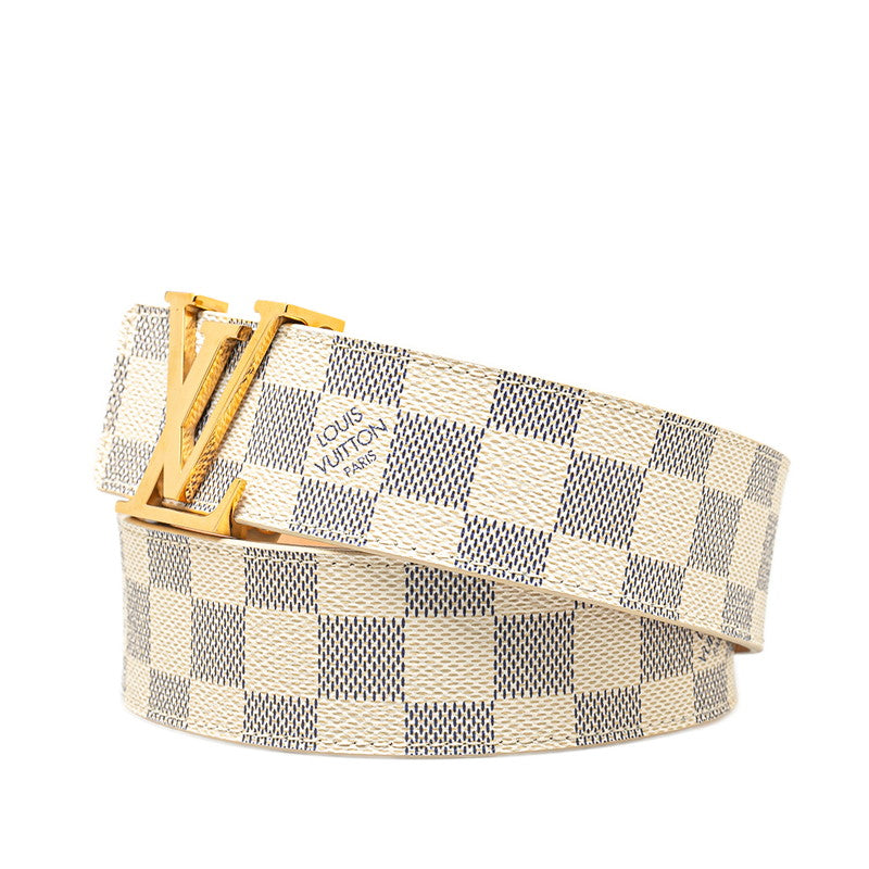 Louis Vuitton Damier Azur Sandwich Belt 80/32 M9609 White Leather Mens Louis Vuitton