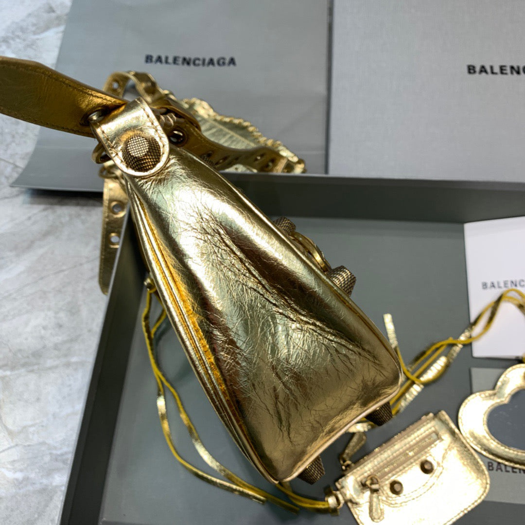 Top Quality Le Cagole XS Shoulder Bag In Gold, For Women,  Bags 13in/33cm
