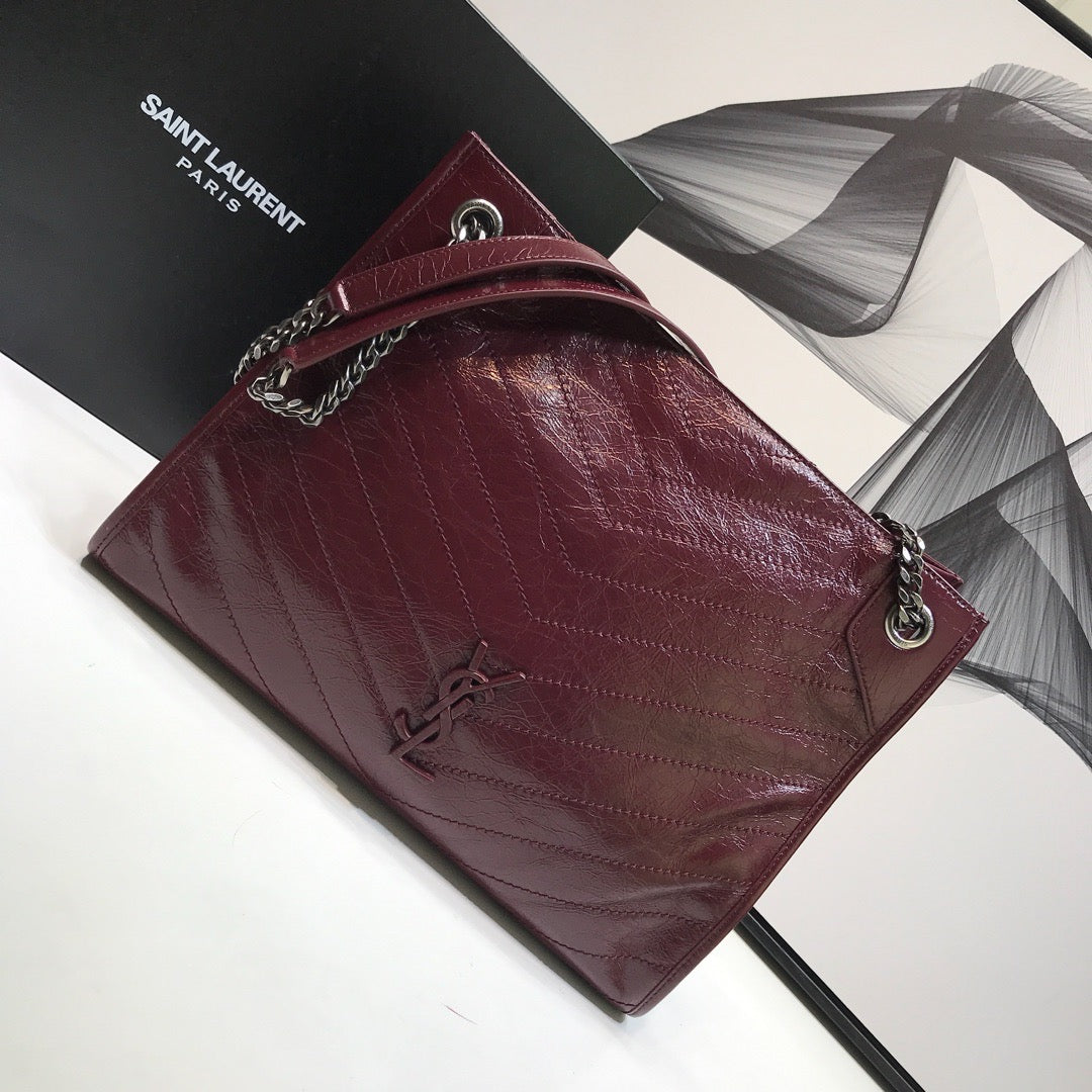 YSSL Niki Medium Shopping Bag Burgundy For Women 12in/32cm YSL 