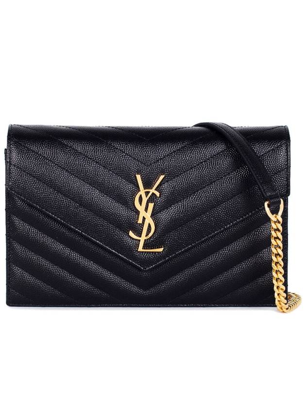Luxury Saint Laurent Trending 2025 Cassandre Matelasse Envelope Chain Cross Bag In Grain De Poudre Embossed Leather Black