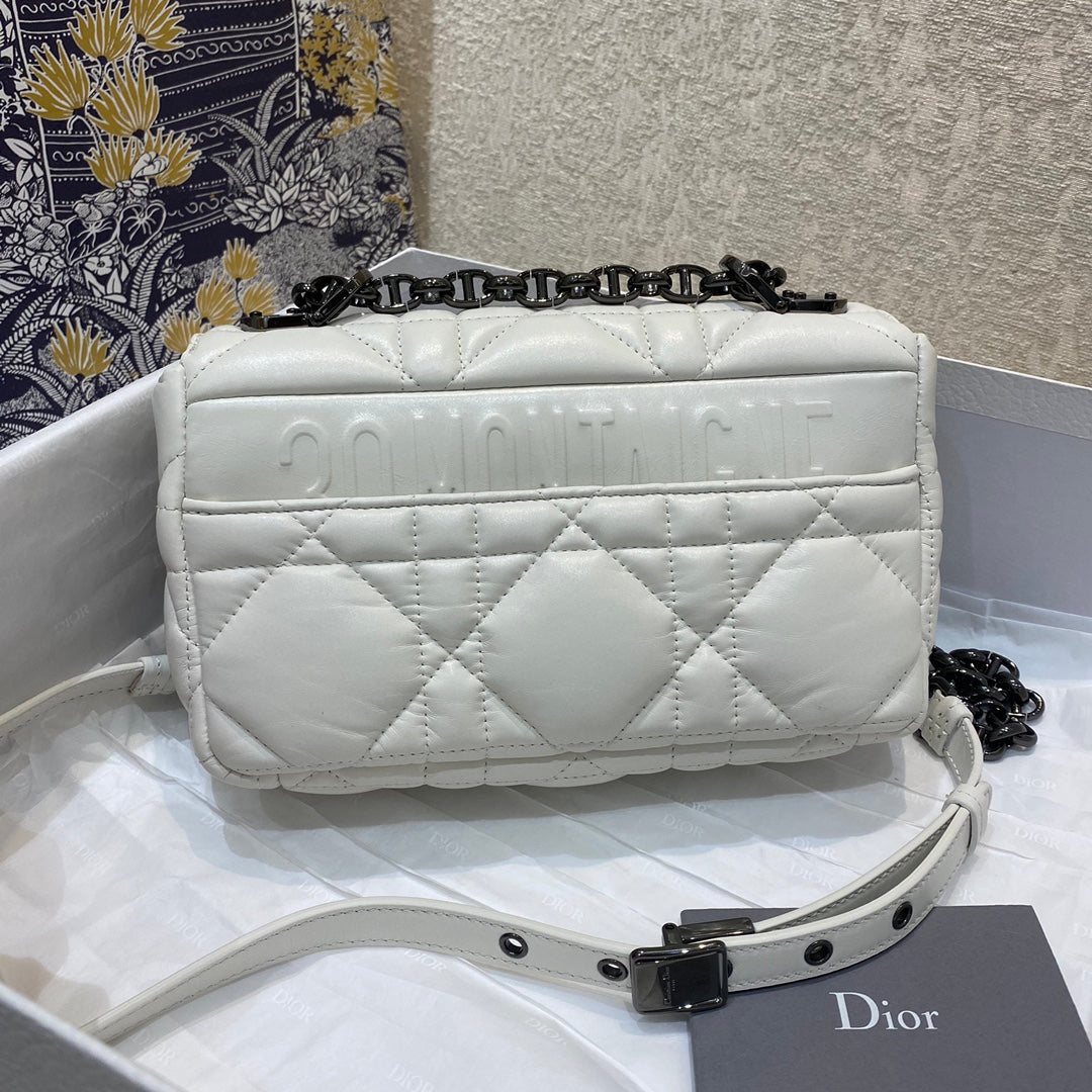 Top Quality Mini Caro Bag Latte Matte Padded Macrocannage, Latte White, For Women Womens Handbags, Crossbody Bags, 20cm CD