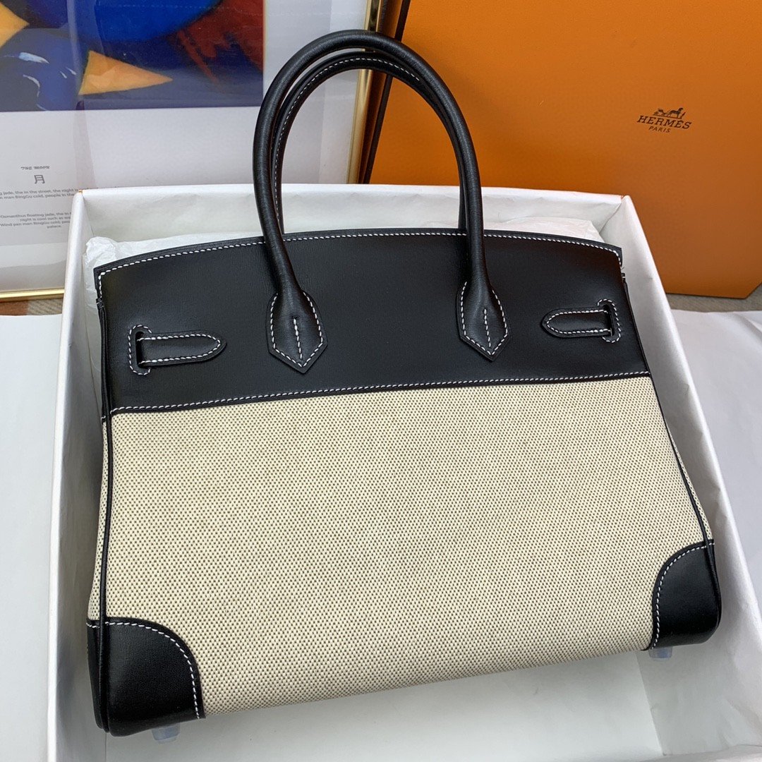 Top Quality Birkin Nata Swift BiColor For Women SiTop Qualityer Toned Hardware 11.8in/30cm