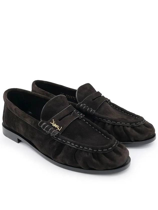 Luxury Saint Laurent Trending 2025 Le Penny Slippers Suede Loafers Dark Chocolate
