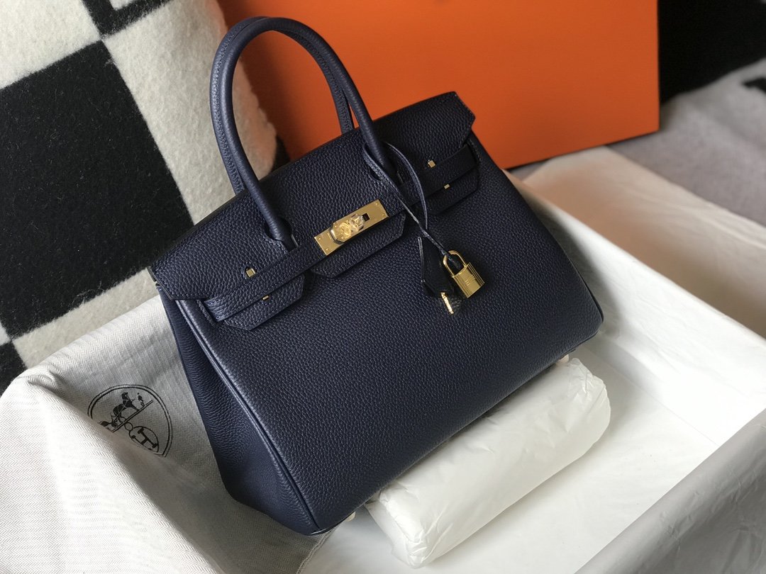 Top Quality Birkin Dark Blue For Women Gold-Toned Hardware 11in/30cm