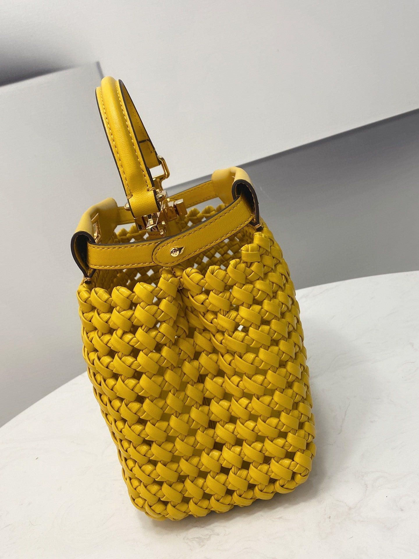 Top QualityTop Quality Peekaboo Mini Yellow Braided Bag For Woman 18cm/7in