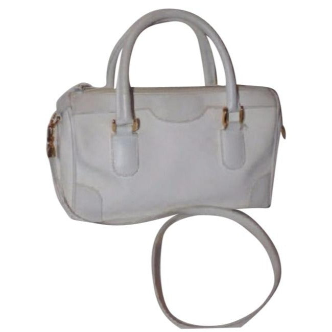 Gucci   White Small G Logo Print Leather Coated Canvas Satchel
