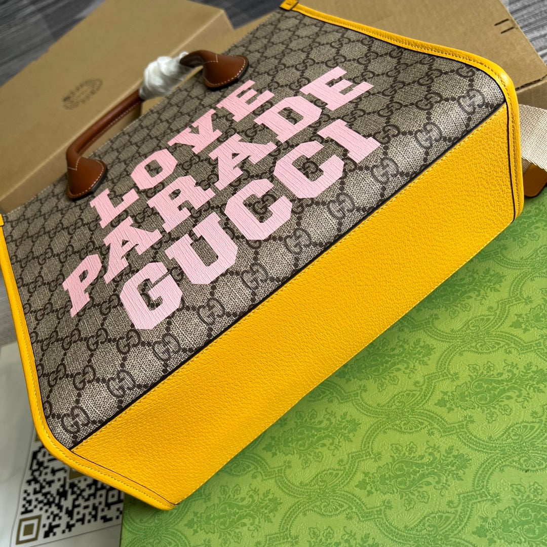 gg Love Parade gg Tote Bag Yellow For Women, Women’s Bags 12in/31cm gg