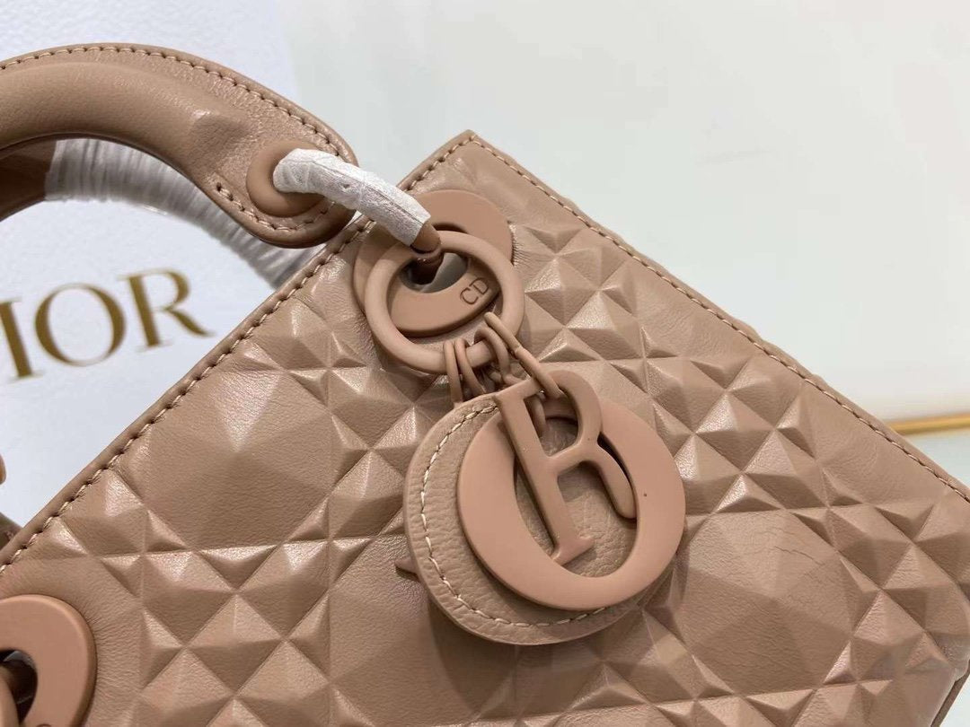 Top Quality Mini Lady Bag Cannage with Beaded Motif, Brown, For Women Womens Handbags, Crossbody Bags, 18cm CD
