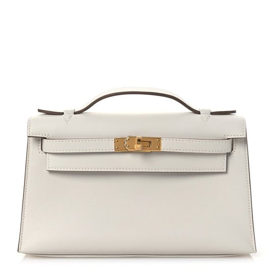 Hermes Swift Kelly Pochette Clutch Craie