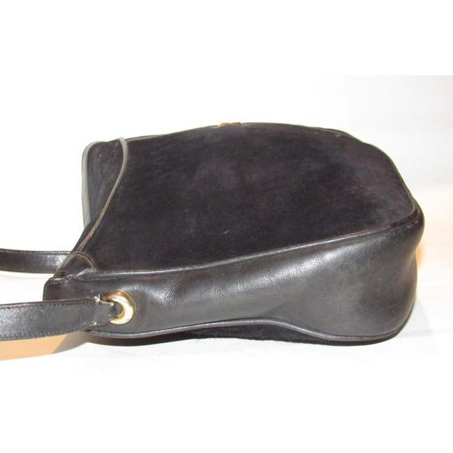 Gucci   And Leather Shoulder Purse Black Suede Hobo Bag