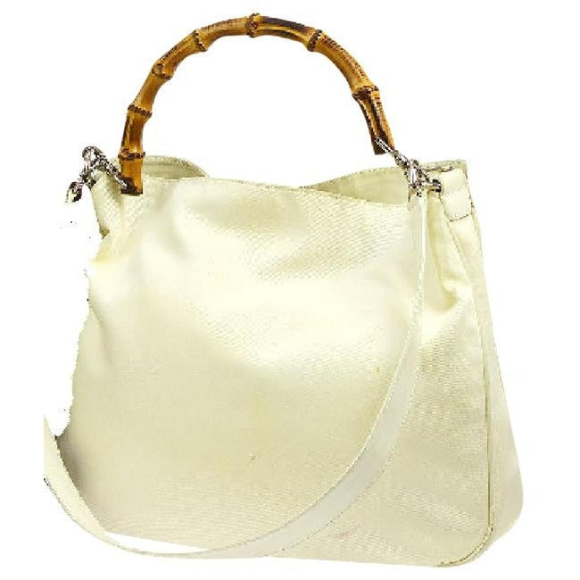 Gucci   White And Gg Leather Hobo Bag