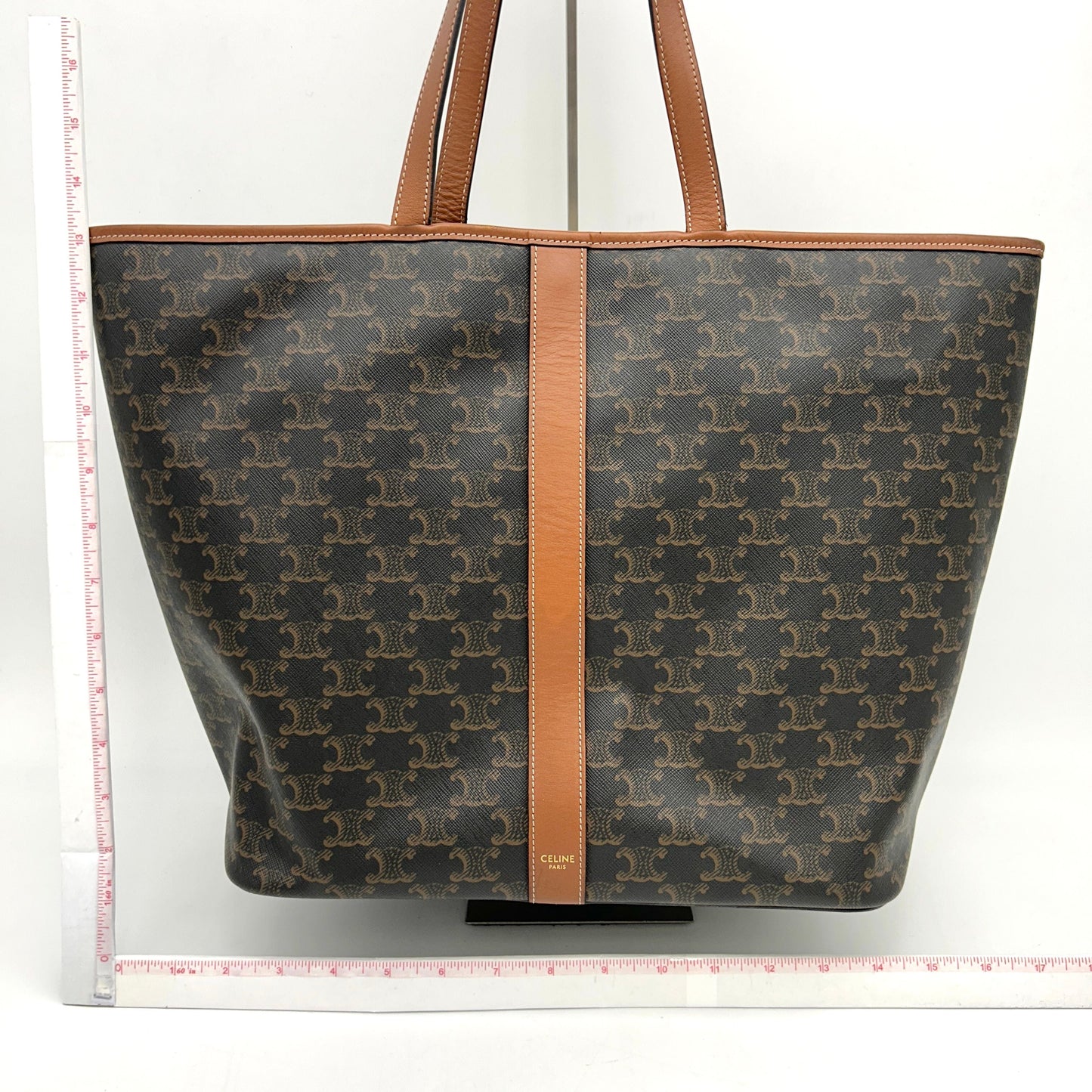 Luxury CELINE Triomphe Canvas Calfskin Medium Cabas Bag LA38275