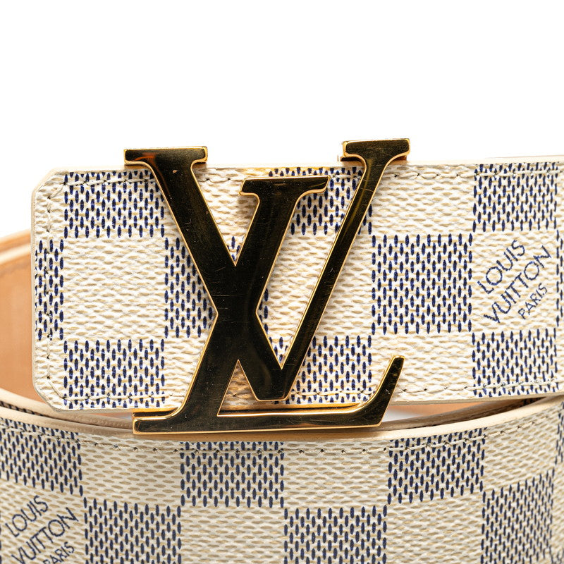Louis Vuitton Damier Azur Sandwich Belt 80/32 M9609 White Leather Mens Louis Vuitton